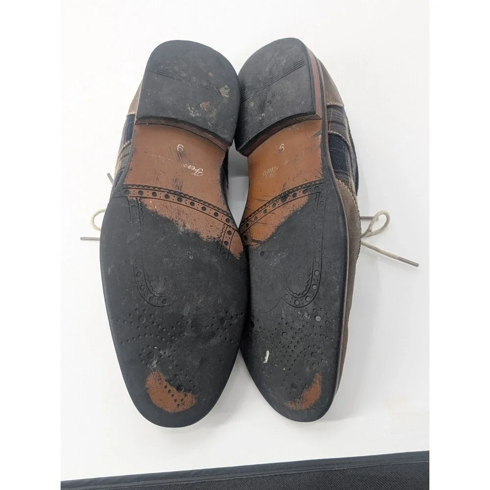 Ferro Aldo Brown Plaid Leather Oxford Tie Lace Dress Shoes Mens Size 9